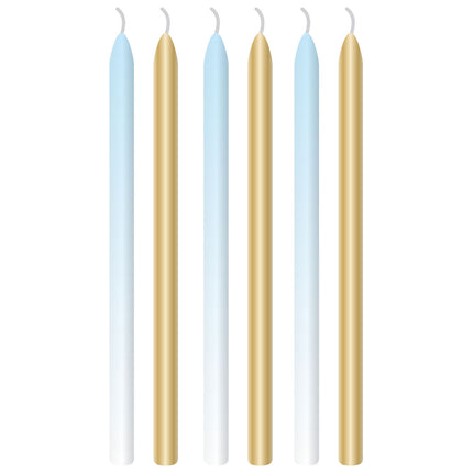 Velas Luz Azul Oro 12cm 6pcs