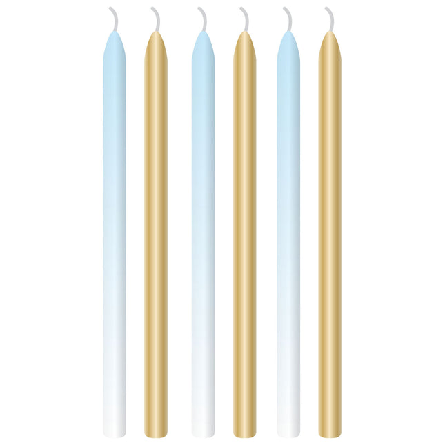 Velas Luz Azul Oro 12cm 6pcs