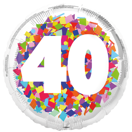 40 Años Globo de Helio Confeti Vacío 45cm