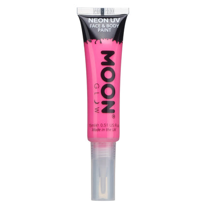 Moon Glow Pintura Facial UV Neón con Pincel Aplicador Rosa Intenso 15ml