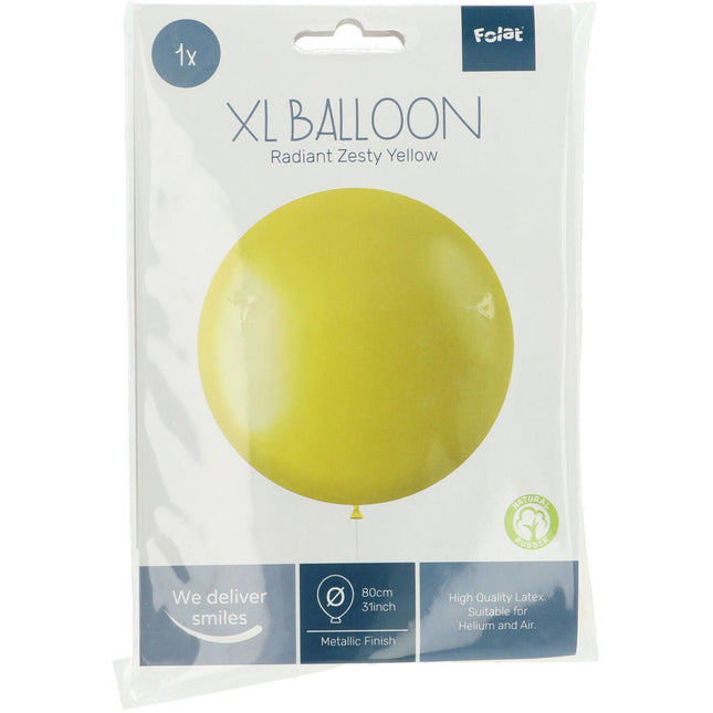 Globo Amarillo Metálico Zesty Yellow 80cm