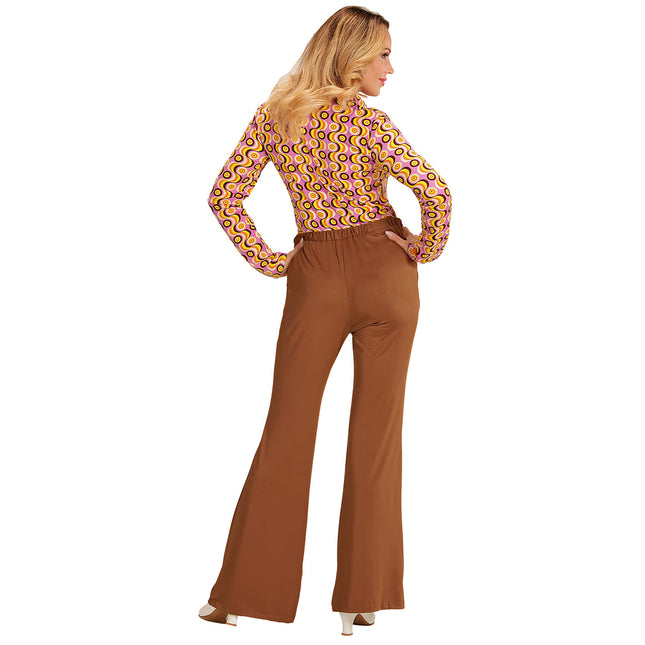 Pantalón Disco 70S Marrón Mujer