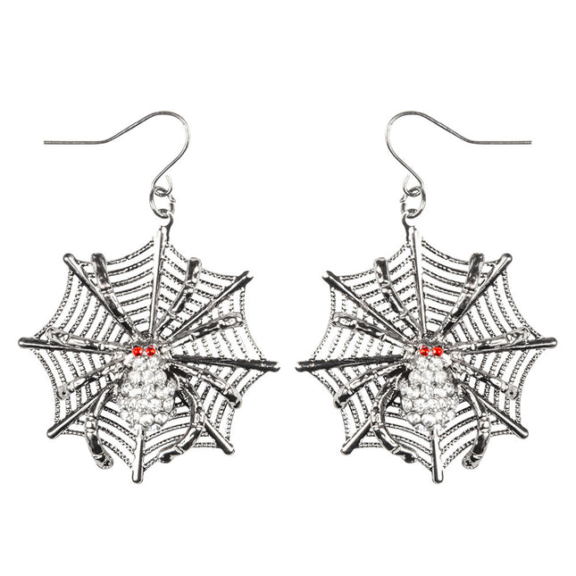 Pendientes de tela de araña de Halloween 12cm