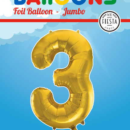 Globo Foil Figura 3 Oro XL 86cm vacío