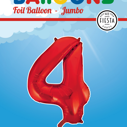 Globo Foil Figura 4 Rojo XL 86cm vacío