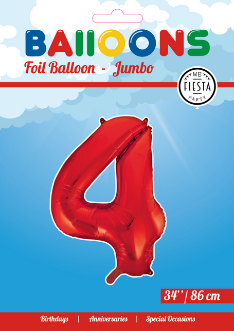Globo foil Figura 4 Rojo XL 86cm vacio