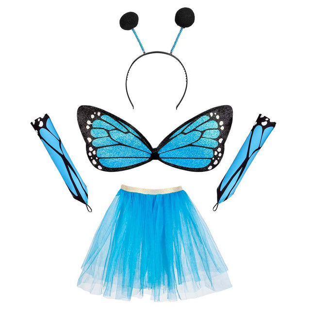 Conjunto Disfraz Azul Mariposa 4 piezas