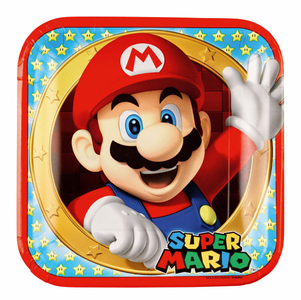 Super Mario Platos Cuadrados 23cm 8pcs