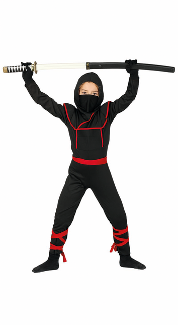 Traje Ninja Niño Rojo Negro