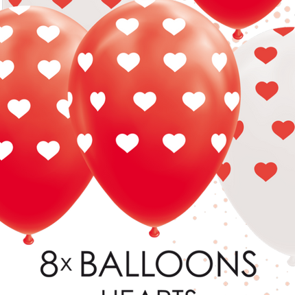 Globos Corazón Rojo Blanco 30.5cm 8pcs