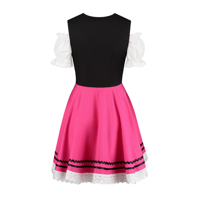 Oktoberfest Vestido Dirndl Oktoberfest Negro Rosa Señoras 2 Piezas