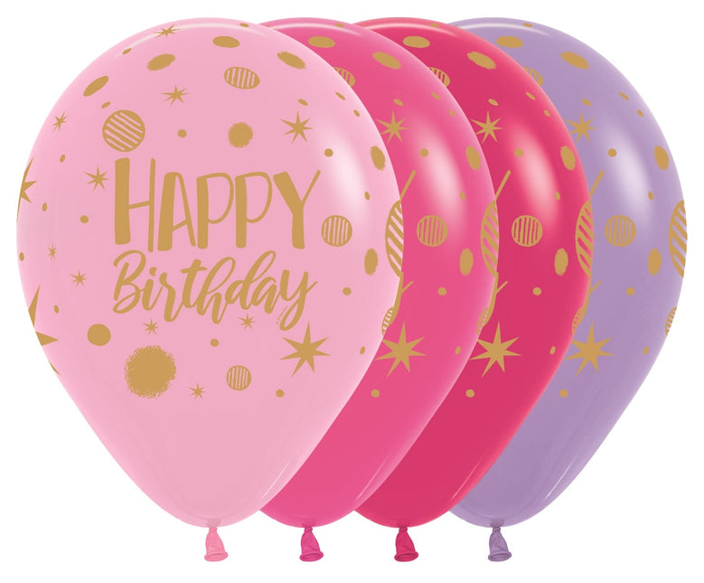 Globos Happy Birthday Sparkles Party Mix 30cm 25pcs