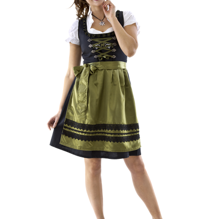 Vestido Dirndl Negro Verde Oktoberfest Señoras