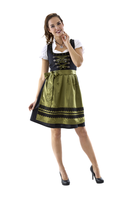 Vestido Dirndl Negro Verde Oktoberfest Señoras