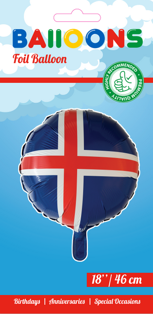 Globo de Helio Bandera de Islandia 45cm vacío