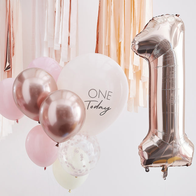 Globos Oro Rosa Set 1 Año 10 piezas