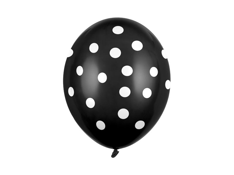 Globos Negros Lunares Blancos 30cm 6pcs