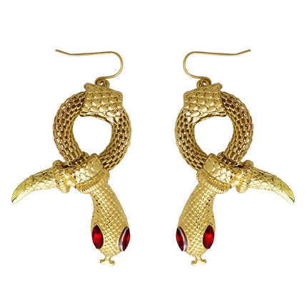 Pendientes Serpiente Oro Ojos Rojos