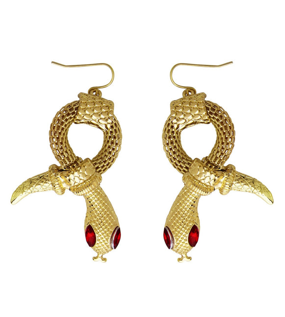 Pendientes Serpiente Oro Ojos Rojos