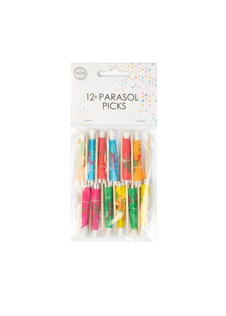 Palillos de cóctel Parasol Coloreado 8cm 12pcs