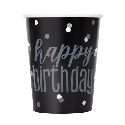 Tazas Feliz Cumpleaños Negro 266ml 8pcs