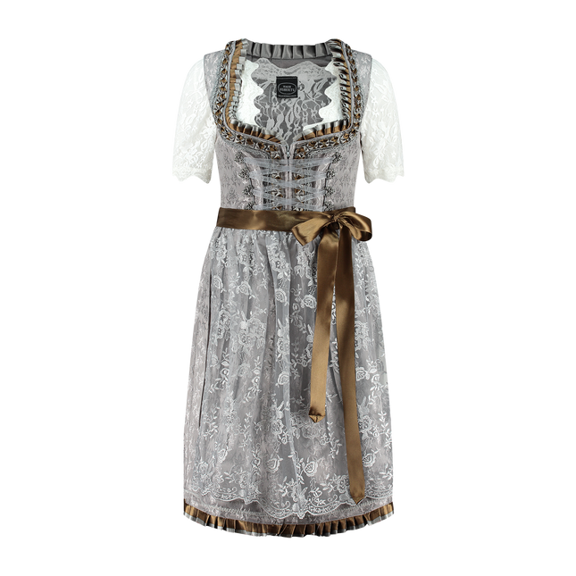 Vestido Dirndl Plata Oktoberfest Mujer 2 Piezas