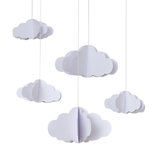 Decoración colgante Nubes 3D 15cm 5pcs