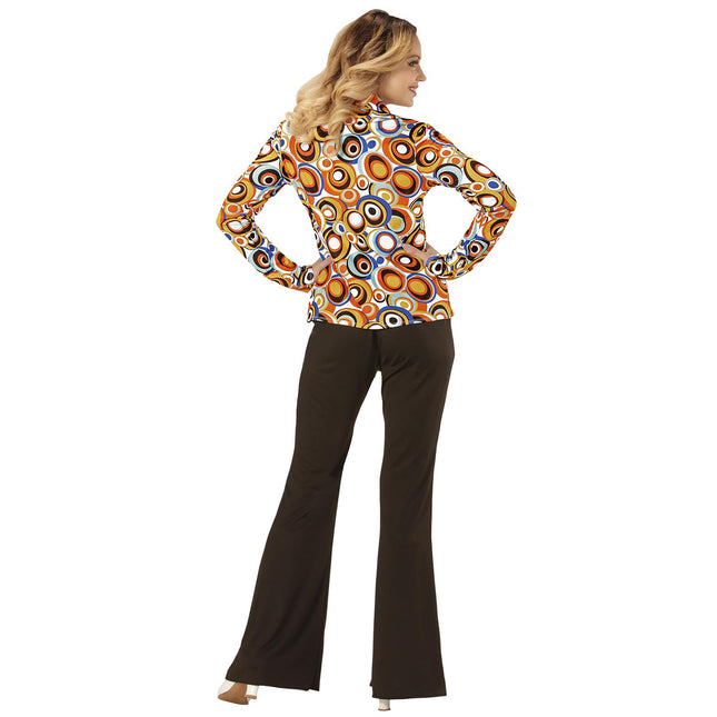 Blusa Disco 70S Azul Naranja Señoras