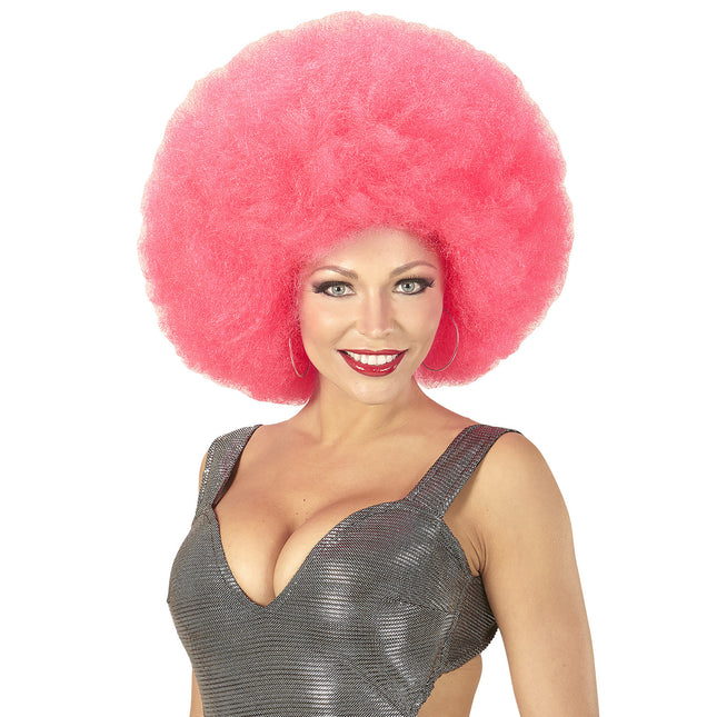 Peluca Rosa Afro Extra Grande