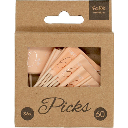 Prickers 60 Años Oro Rosa 6,5cm 36pcs