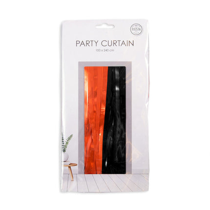 Cortina de Puerta Halloween Negro Naranja 2,4m