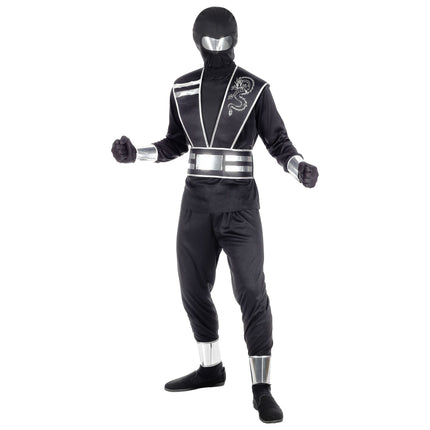 Traje Ninja Negro Plata Niño