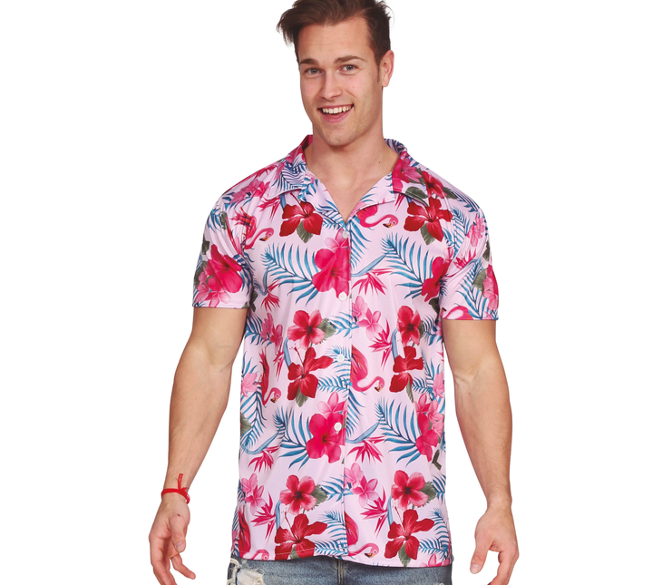 Camisa Hawaii Flamingo