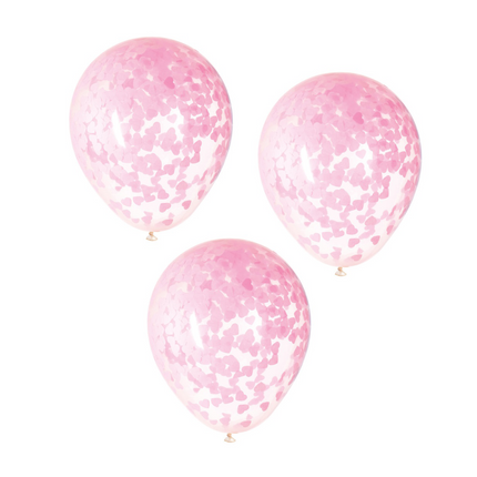 Globos Confeti Corazón Rosa 40cm 5pcs