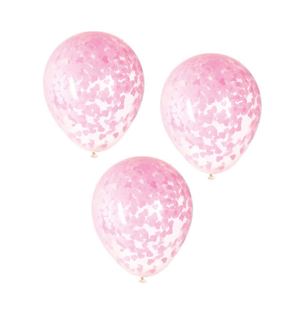 Globos Confeti Corazón Rosa 40cm 5pcs