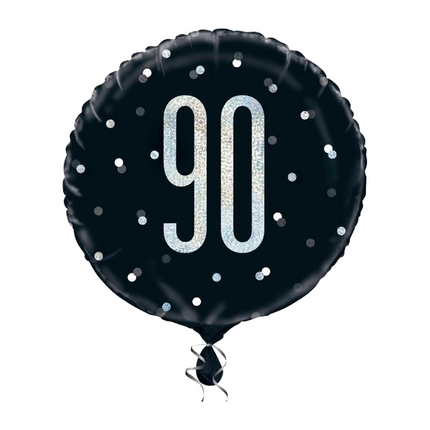 Globo de Helio 90 Años Negro 45cm vacío