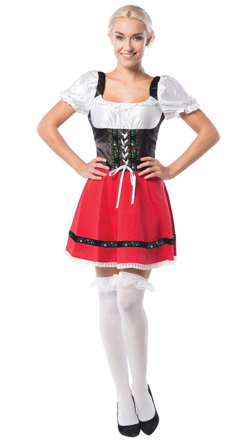 Vestido Dirndl Oktoberfest Lazo Rojo Blanco