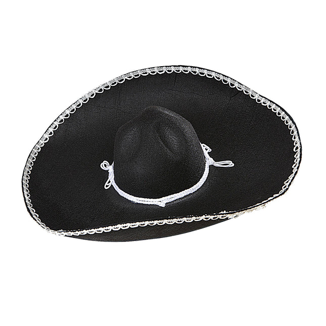 Sombrero Blanco y Negro 55cm