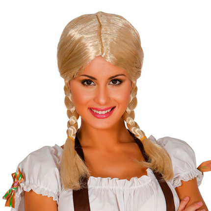 Peluca Oktoberfest con Trenzas Rubio