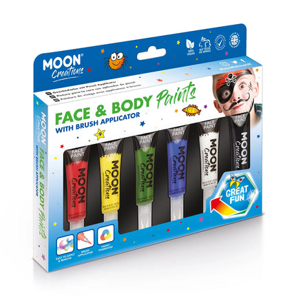 Moon Creations Pintura facial con pincel aplicador verde 15ml