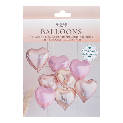 Globo de Helio Corazones Personalizado Vacío 8pcs