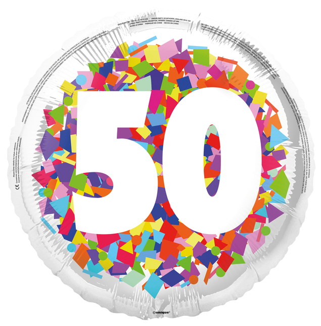 50 Años Globo de Helio Confeti Vacío 45cm