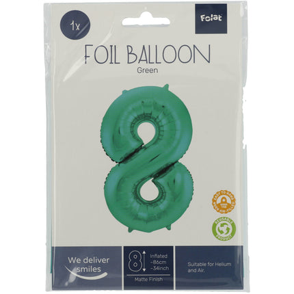 Globo Foil Figura 8 Verde Mate XL 86cm vacío