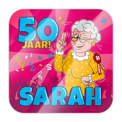 Sarah Signo de Puerta 50 Años Caricatura 50cm