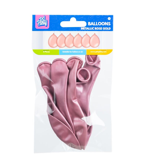 Globos Oro Rosa Metálicos 30cm 6pcs