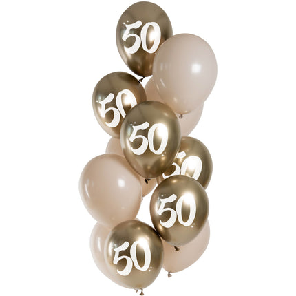 Globos de Oro 50 Años Cromados 33cm 12pcs