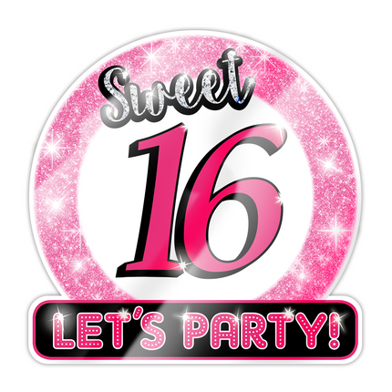 ¡Cartel de puerta 16 años Sweet 16 Lets Party! 50cm