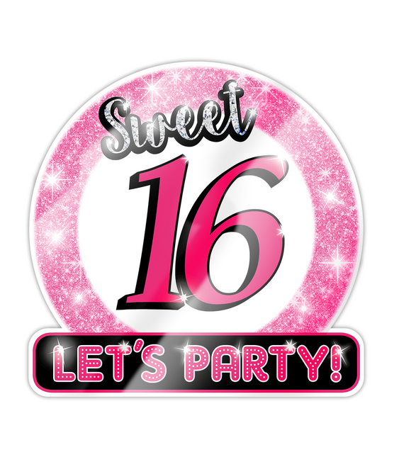 ¡Cartel de puerta 16 años Sweet 16 Lets Party! 50cm