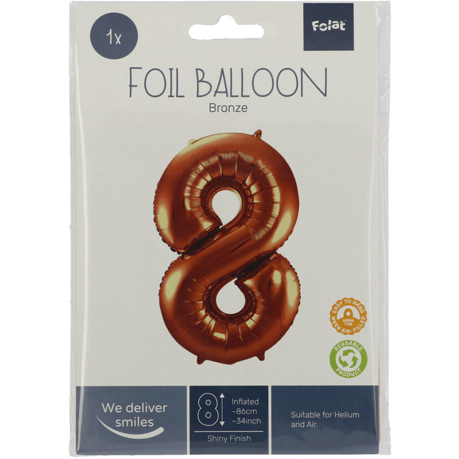 Globo Foil Figura 8 Bronce XL 86cm vacío