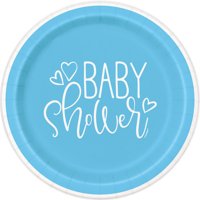 Platos Baby Shower Azul 23cm 8pcs